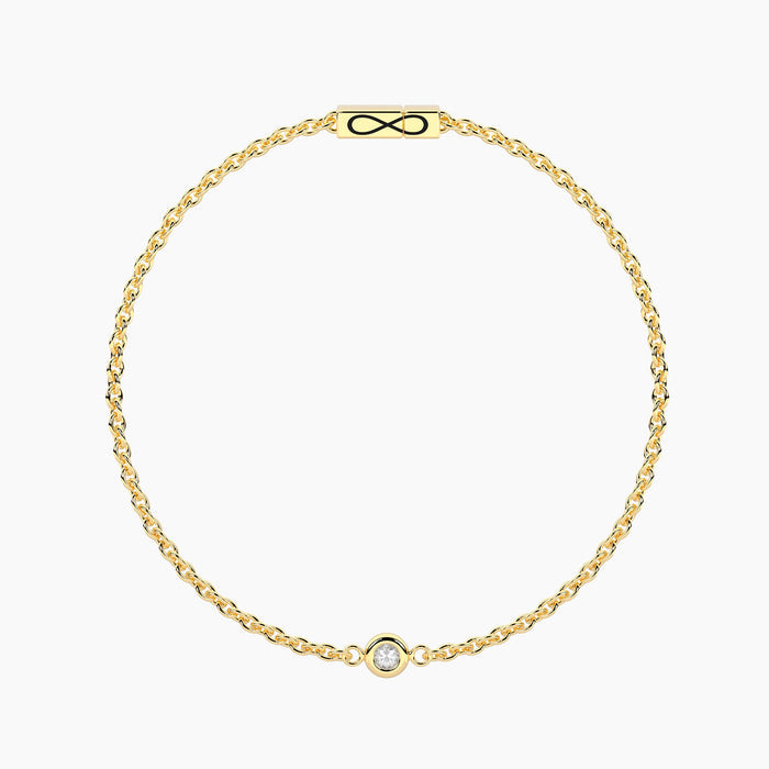 Bracciale infinity in acciaio dorato con diamante lab-grown