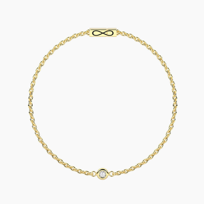 Bracciale infinity in acciaio dorato con diamante lab-grown