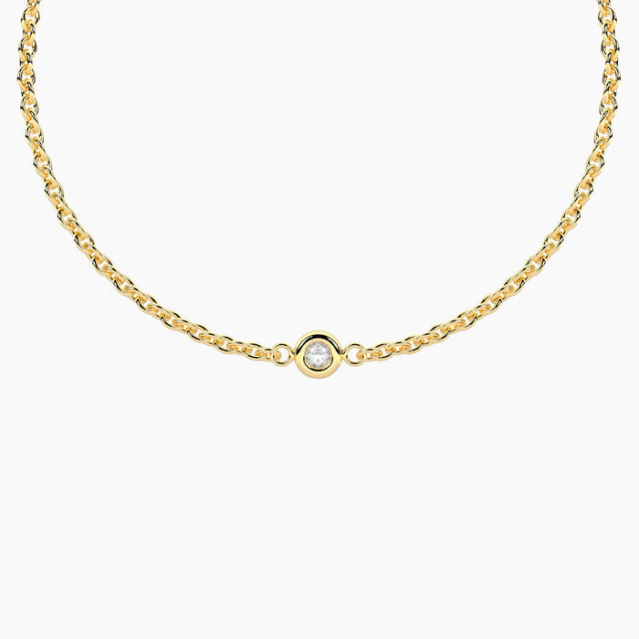 Bracciale infinity in acciaio dorato con diamante lab-grown