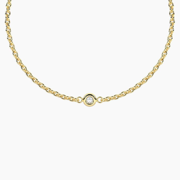 Bracciale infinity in acciaio dorato con diamante lab-grown