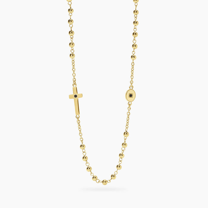 Collana in acciaio dorato con croce