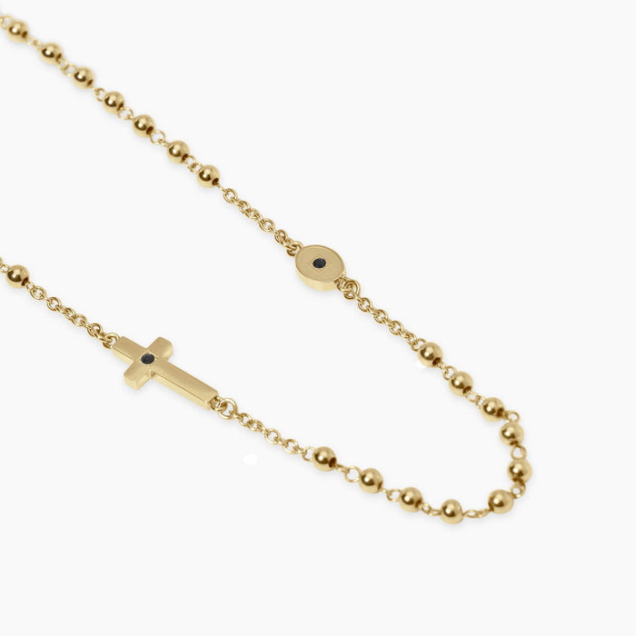Collana in acciaio dorato con croce