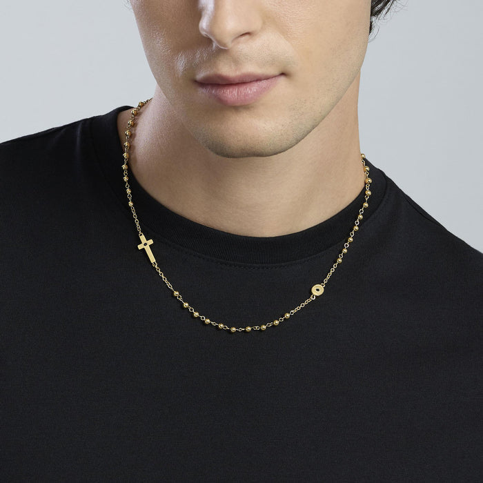 Collana in acciaio dorato con croce