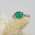 Green Chalcedony Solitaire Ring