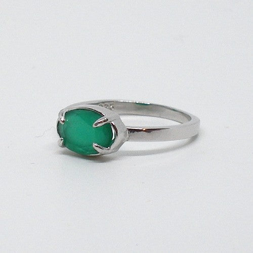 Green Chalcedony Solitaire Ring