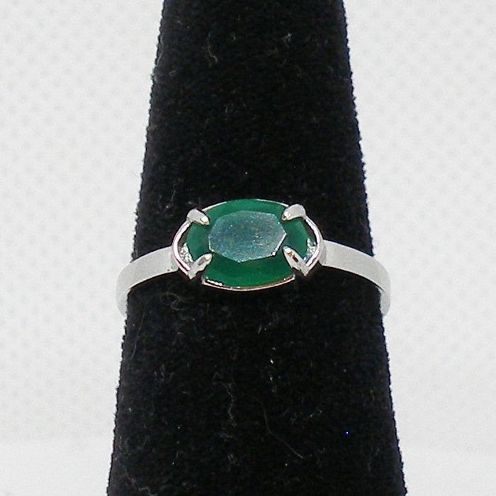 Green Chalcedony Solitaire Ring