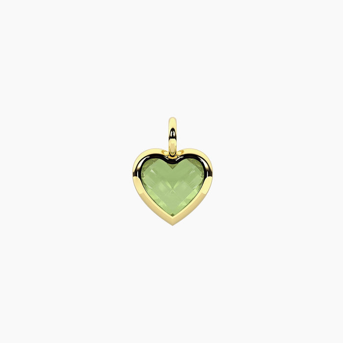 Ciondolo cuore dorato in glass verde