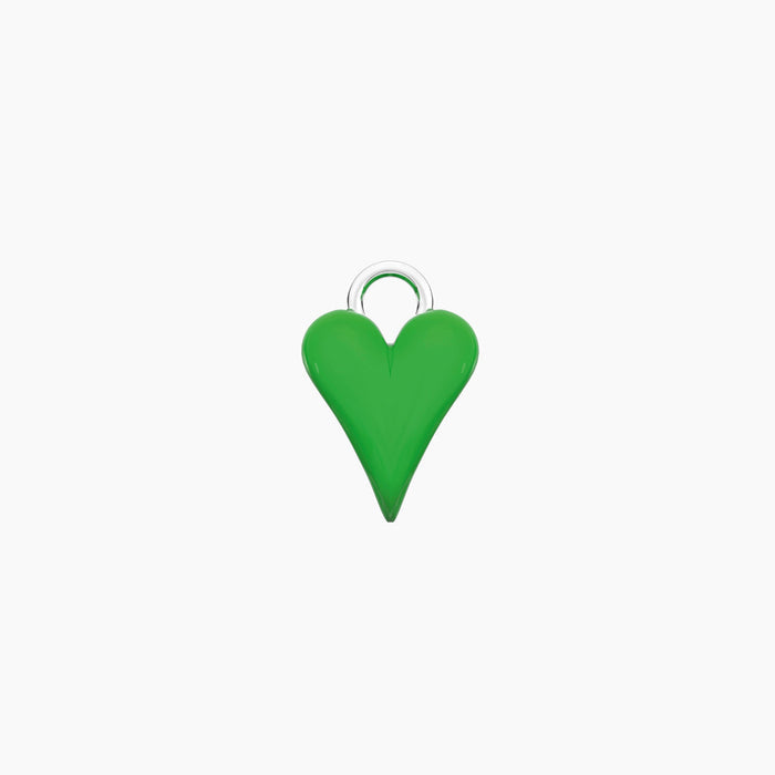 Ciondolo per orecchini a cuore verde in acciaio smaltato