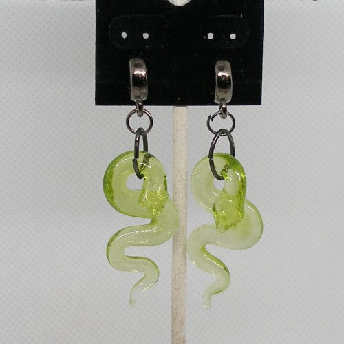 Green Snake Dangle Earrings