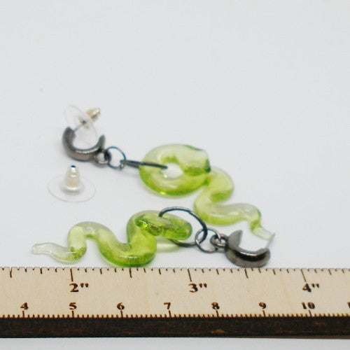 Green Snake Dangle Earrings