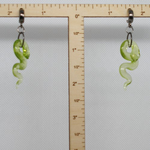 Green Snake Dangle Earrings
