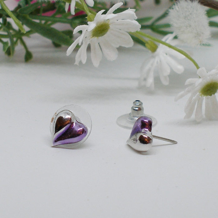 Half Purple Heart Studs