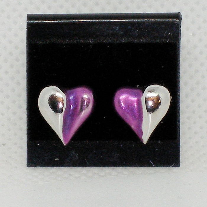 Half Purple Heart Studs