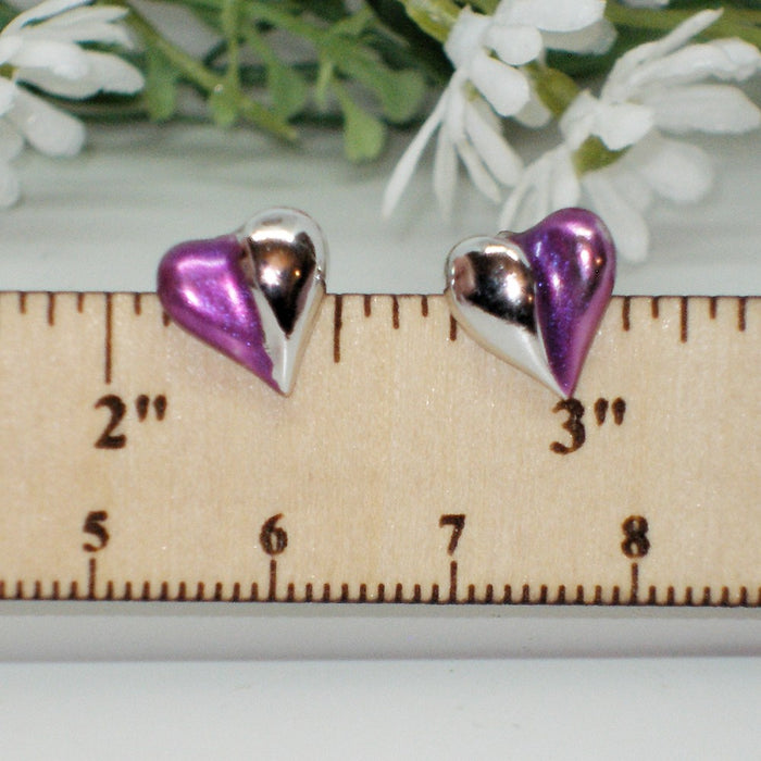 Half Purple Heart Studs