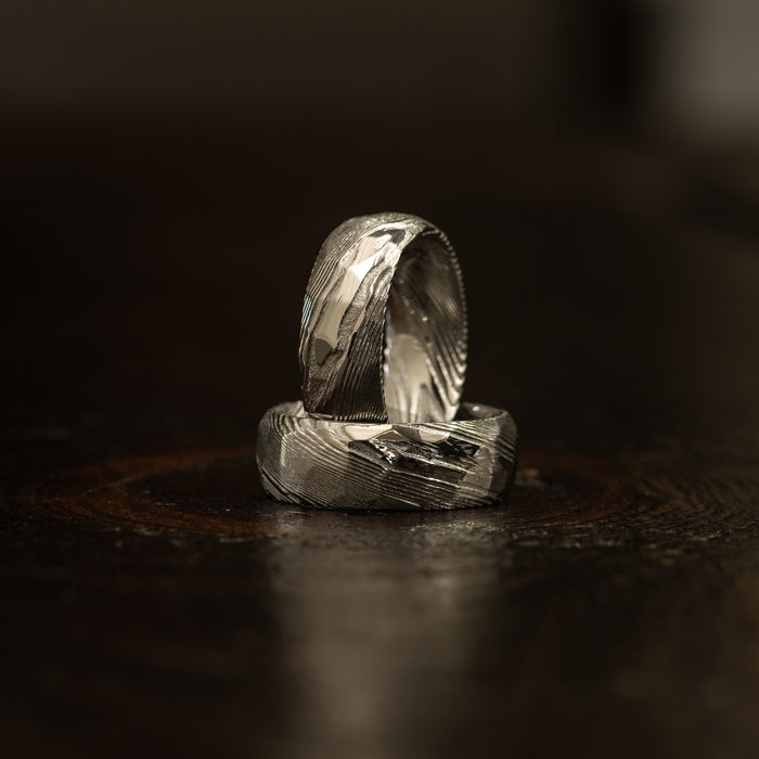 Hammered "Poseidon"  Steel Ring- Full Polish