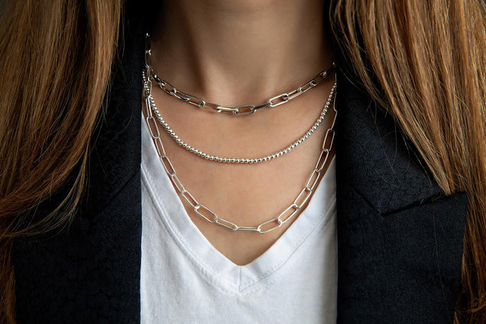 Handcrafted 22 Inch Sterling Silver Paperclip Chain - Unique 3.6mm Fashion Link Chain