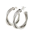 Handcrafted Sterling Silver Double Twist Hoop Earrings - 35mm
