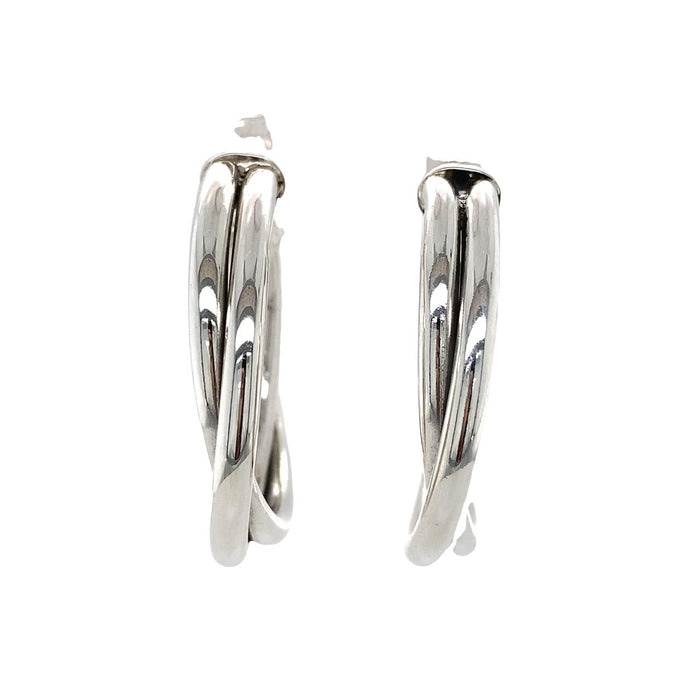 Handcrafted Sterling Silver Double Twist Hoop Earrings - 35mm