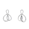 photo of a pair of silver loopy stud earrings on a white background