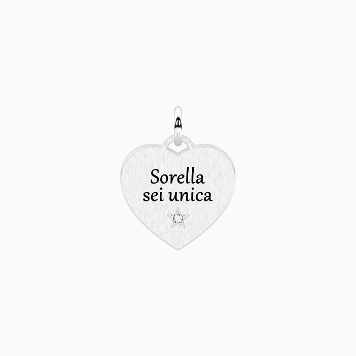 Ciondolo cuore con frase per la sorella