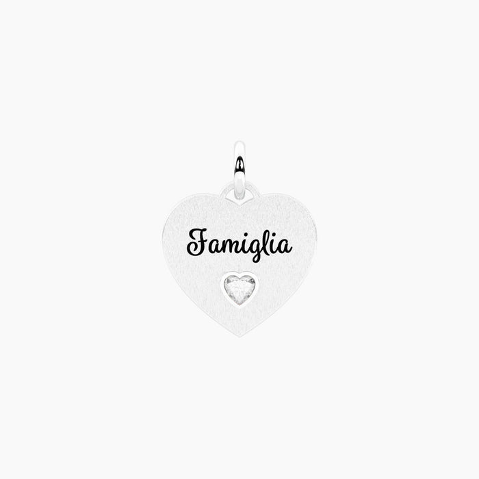 Ciondolo a cuore con scritta Famiglia