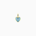 Ciondolo cuore dorato con zircone azzurro