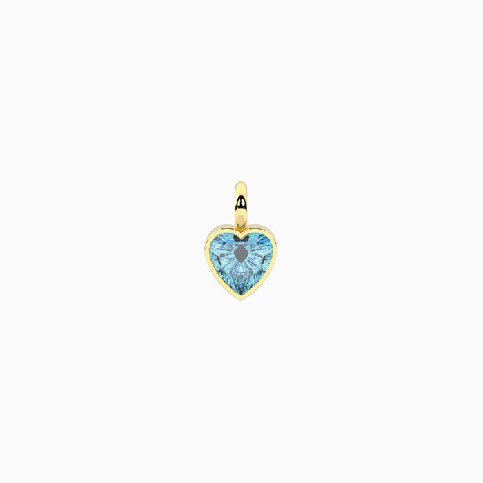 Ciondolo cuore dorato con zircone azzurro