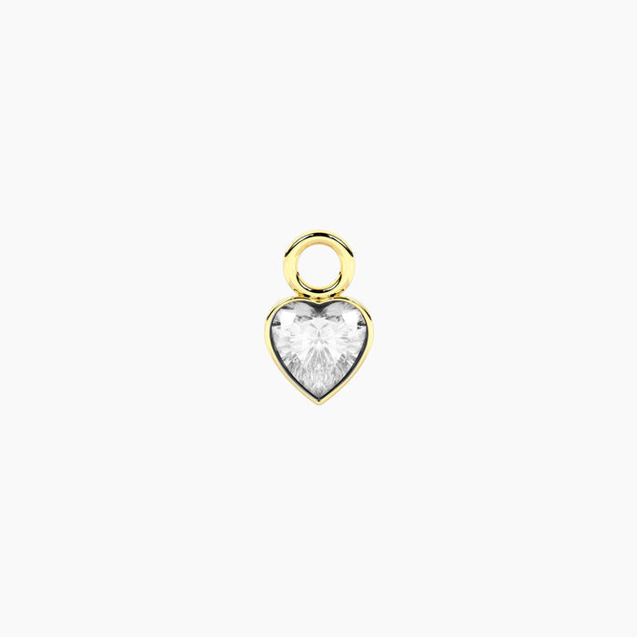 Ciondolo dorato a cuore per orecchini con zircone