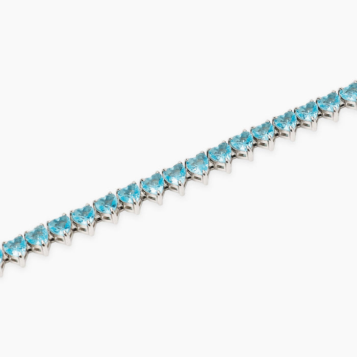 Bracciale tennis cuore con zirconi azzurri