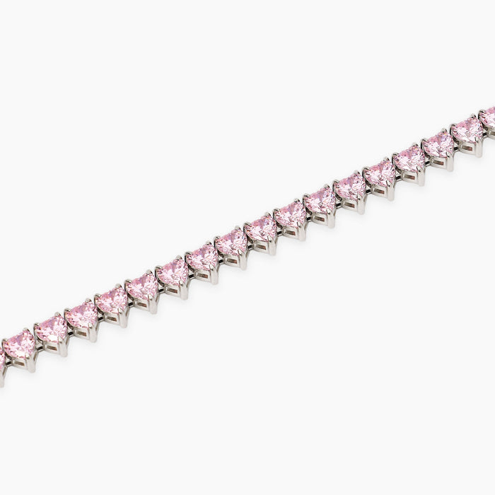 Bracciale tennis cuore con zirconi rosa