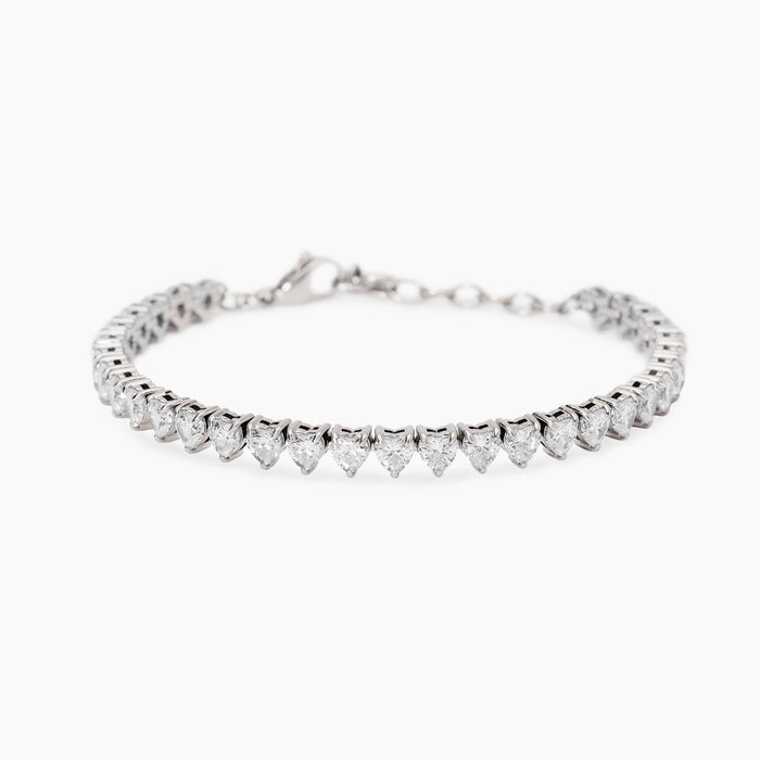 Bracciale tennis cuore con zirconi bianchi
