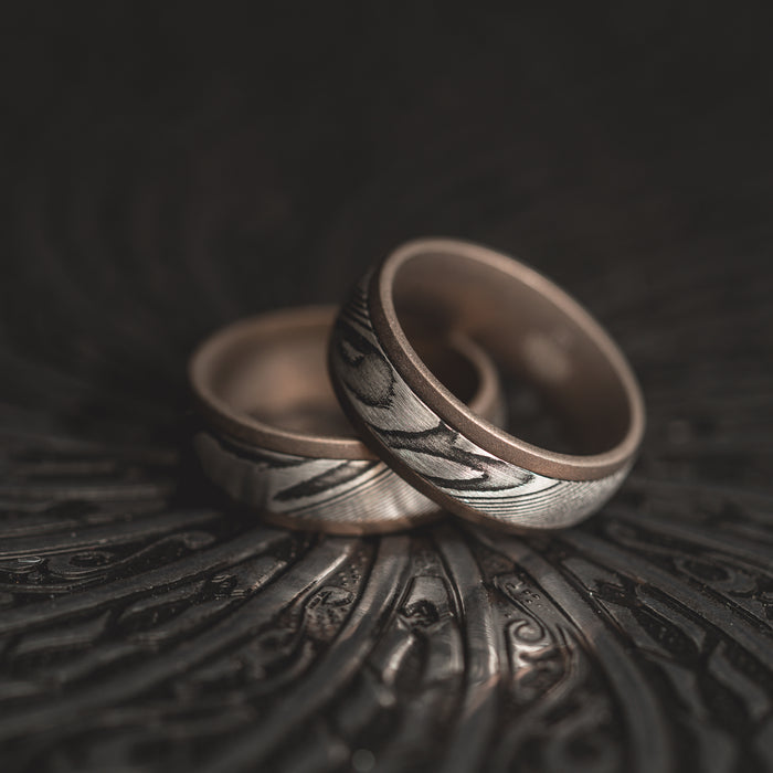 Heated Titanium "Poseidon"  Steel/Burnt Titanium Ring