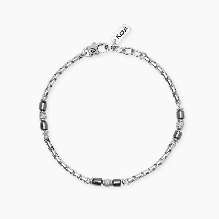 Bracciale in acciaio e ematite