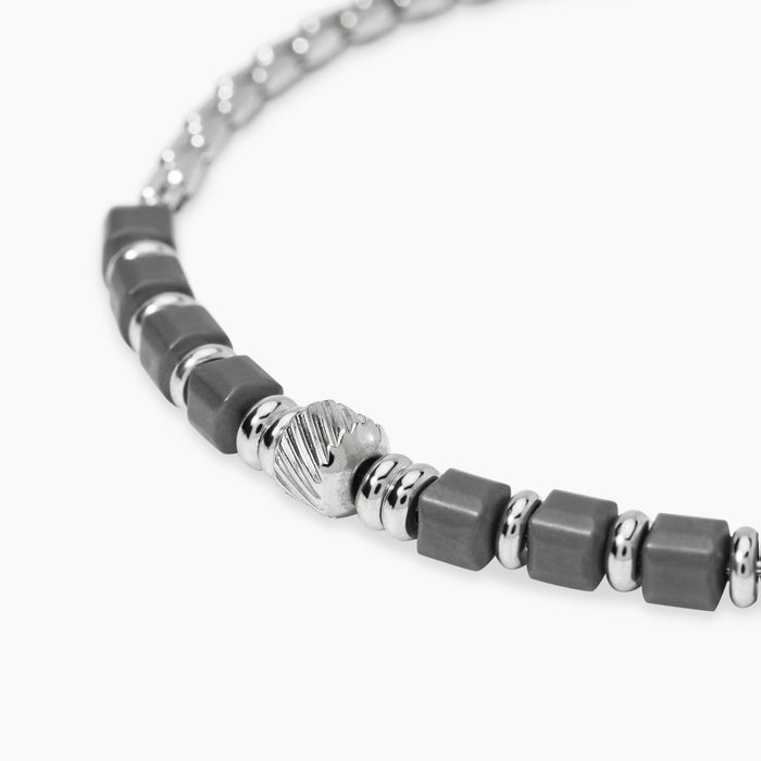 Bracciale in acciaio ed ematite