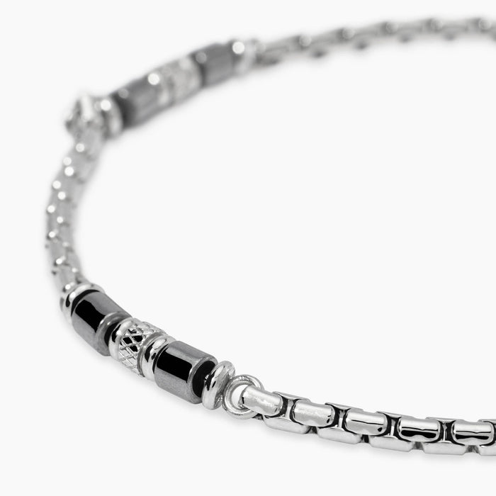 Bracciale in acciaio e ematite