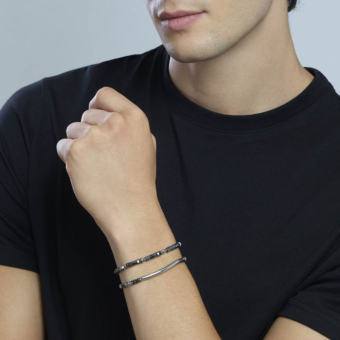 Bracciale in acciaio e ematite