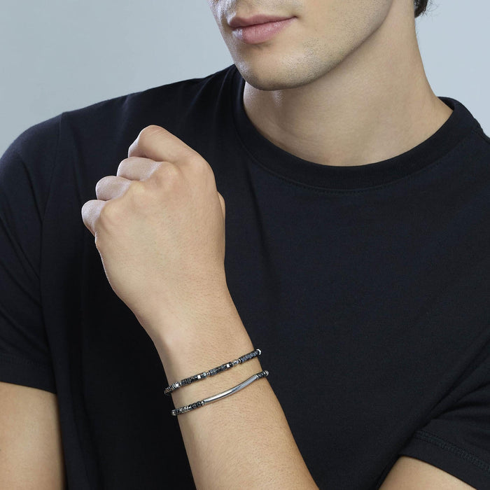 Bracciale in acciaio e ematite