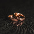 "Hex Forge" Hammered Tungsten Carbide- 4mm Womens- Coffee x Rose Gold