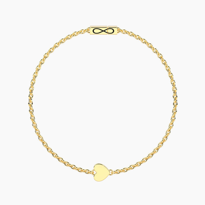 Bracciale Infinity in acciaio dorato con cuore