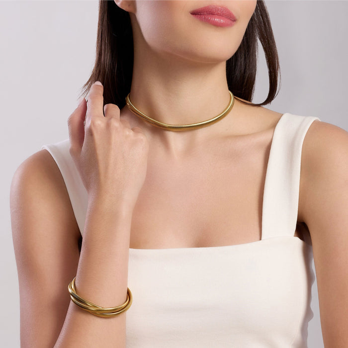 Bracciale dorato tubogas intrecciato