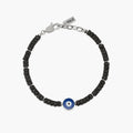 Bracciale in pietra lavica con simbolo occhio centrale
