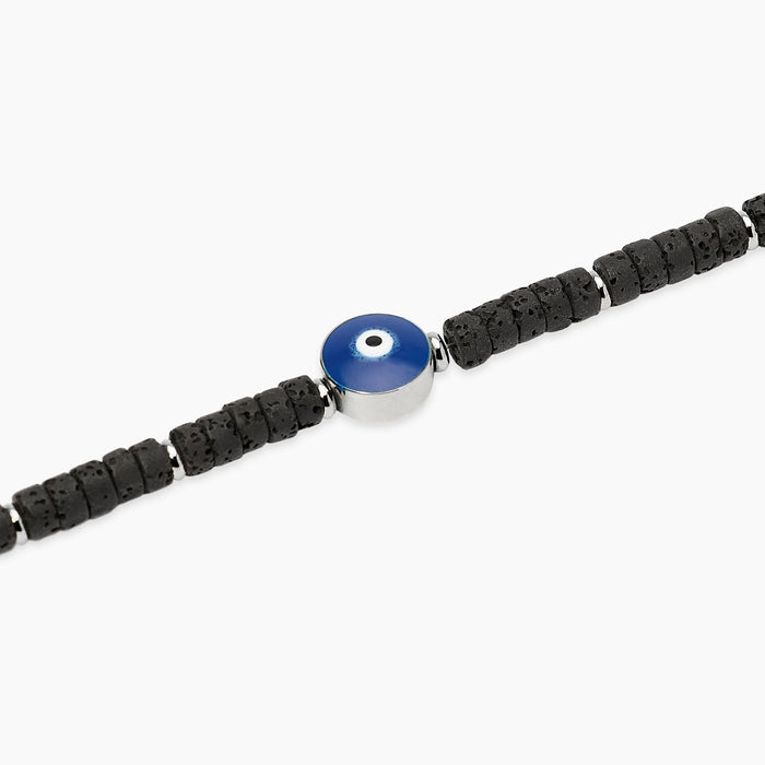 Bracciale in pietra lavica con simbolo occhio centrale