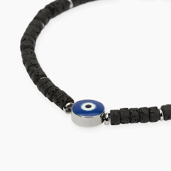 Bracciale in pietra lavica con simbolo occhio centrale
