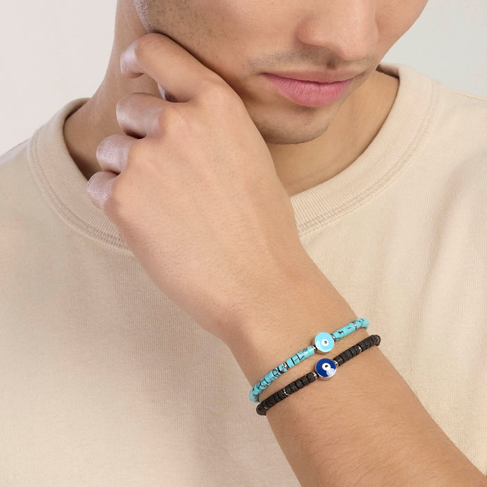 Bracciale in pietra lavica con simbolo occhio centrale