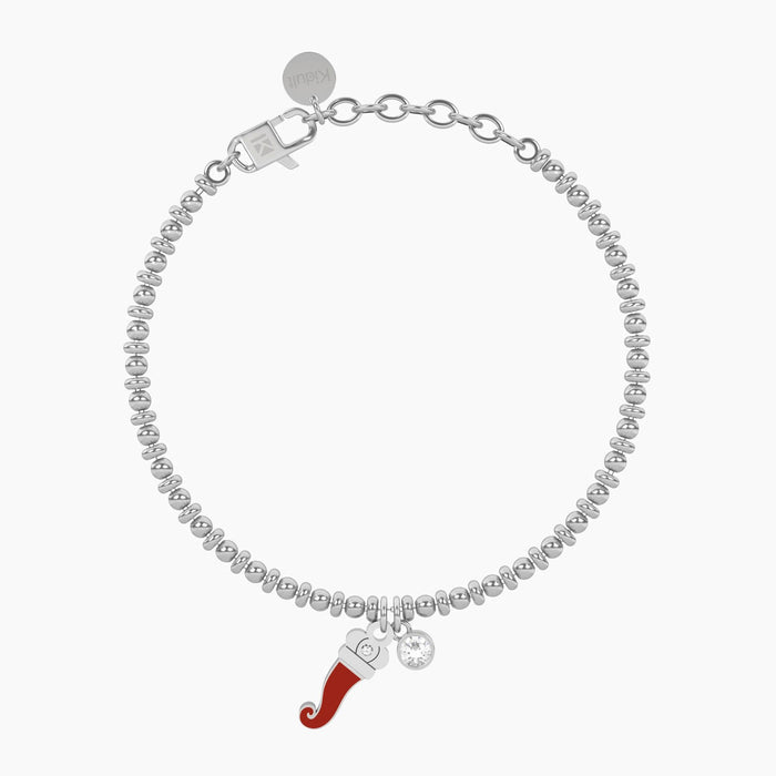 Bracciale sfere con cornetto portafortuna