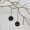 Long Black Cat Dangle Earrings