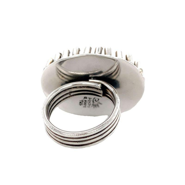 Organic Sterling Silver  Ring- Manuel Figueroa's Black Tourmaline Ring on white background back view