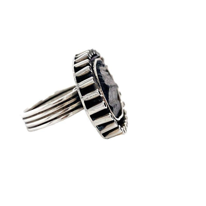 Manuel Figueroa's Handmade Black Tourmaline Ring in Organic Sterling Silver