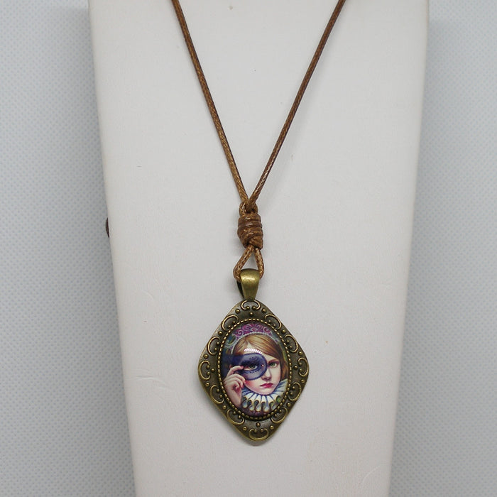Masquerade Girl Pendant Necklace