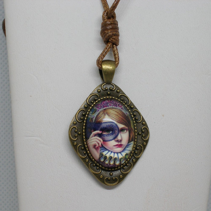 Masquerade Girl Pendant Necklace